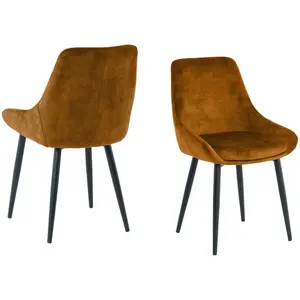 Mobel - Sit - Lot de 2 chaises couverture jaune, pattes noires - 48x57x84cm OS pas cher