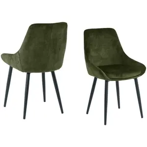 Mobel - Sit - Lot de 2 chaises couverture verte, pattes noires - 48x57x84cm OS pas cher