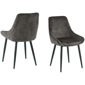 Mobel - Sit - Lot de 2 chaises housse gris foncé, pieds noirs - 48x57x84cm OS pas cher