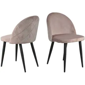 Mobel - Sit - Lot de 2 chaises Sit&Chairs cadre noir, couverture vieux rose - 49x52,5x79cm OS pas cher
