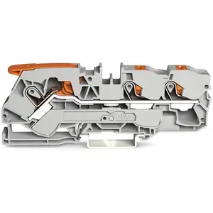 Comparateur de prix : Wago - borne de passage à 3 conducteurs avec levier et bouton-poussoir 10 MM², gris velleman WG21105301