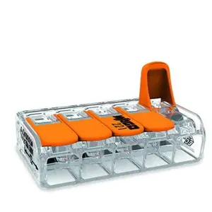 Comparateur de prix : 15 mini connecteur WAGO 5 entrées pour fil souple ou rigide 221-615