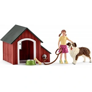 Coffret SCHLEICH - Niche pour chien avec figurines - Gamme Farm World pas cher