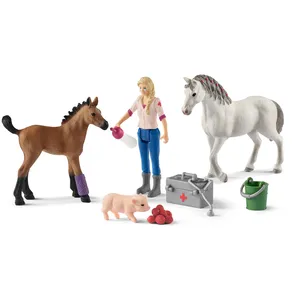 Schleich Farm World Visite Du Vétérinaire Pour Jument Et Poulain pas cher