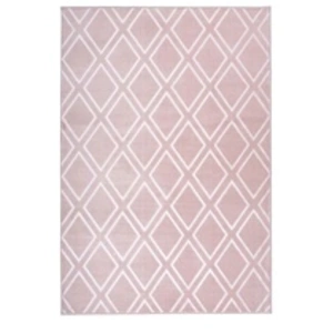 Paris Prix Tapis Imprimé Losange Fait Main Monroe III Rose 81 x 150 cm pas cher