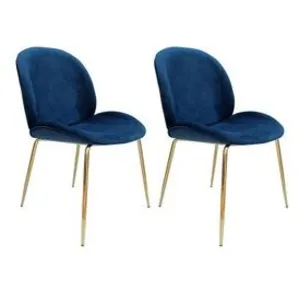 Paris Prix Lot de 2 chaises design "charlize" 90cm bleu & or pas cher