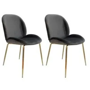 Paris Prix Lot de 2 chaises design "charlize" 90cm gris & or pas cher