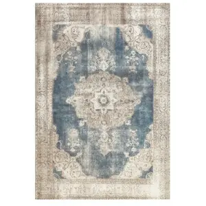 Comparateur de prix : Paris Prix Tapis Imprimé Antique Vintage Beige & Bleu 140 x 200 cm