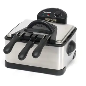 Bestron Friteuse familiale avec zone froide 3 paniers 4 litres Capacité de 15 kg-2x750 g de friture pas cher