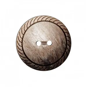 Boutons fantaisies rond 2 trous Marron clair 23mm X 3 - Union Knopf Ma...