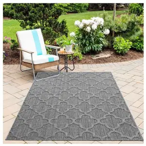 ALLOTAPIS Tapis géométrique intérieur et extérieur moderne Marietas Gris 80x150 pas cher