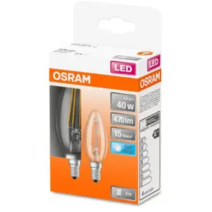 Comparateur de prix : OSRAM BTE2 Ampoule LED Flamme clair filament 4W=40 E14 froid