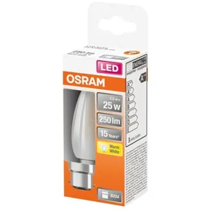 Comparateur de prix : OSRAM - LED flamme verre dépoli 2.5W B22 250lm 2700K chaud