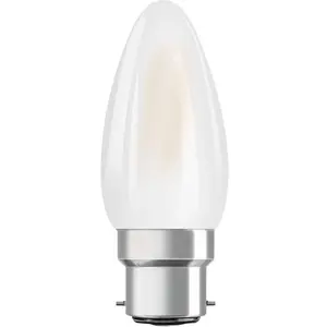 Comparateur de prix : Osram - Led flamme verre dépoli 4w b22 470lm 2700K chaud bte 1