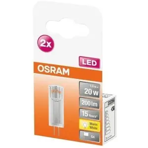 Comparateur de prix : OSRAM - Boite de 2 LED capsule clair 1.8W G4 200lm 2700K chaud