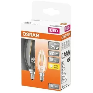 OSRAM - Boite de 2 LED flamme verre clair 2.5W E14 250lm 2700K chaud