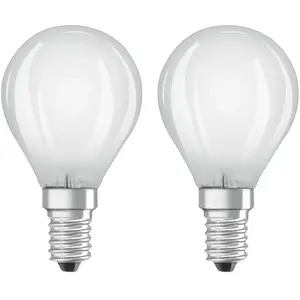 Comparateur de prix : OSRAM - Boite de 2 LED sphér. verre dépolie 4W E14 470lm 2700K chaud