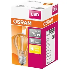 Comparateur de prix : Osram Retail 4058075112360 LED Star CL A Fil 75 Non-dim 7,5W/827 E27