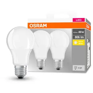 OSRAM Pack de 2 LED BASE CL A FR 60 non-dim 8,5W/827 E27 - Blanc chaudVendu parluminaire