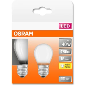 Comparateur de prix : OSRAM - Boite de 2 LED sphérique verre dépoli 4W E27 470lm 2700K chaud