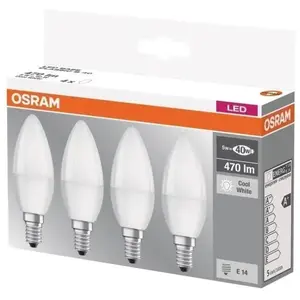 Comparateur de prix : OSRAM LED flamme dépolie avec radiateur 5.7W=40W E14 froid - Lot de 4