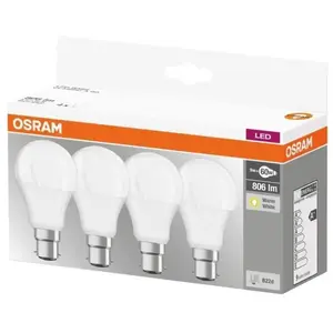 Comparateur de prix : Led standard dépolie avec radiateur 8.5W=60W B22 chaud x 4 - Osram