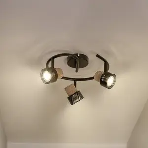 LEDVANCE Spot pour plafond LED Cork, GU10, 3 lampes, spirale, noirVendu parcdiscount