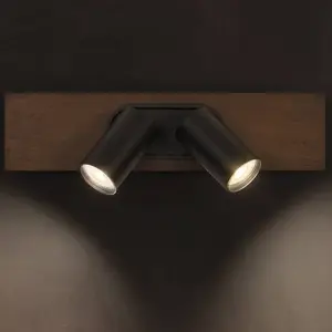 LEDVANCE Spot pour plafond LED Mercury GU10, 2 lampes, bois/noirVendu parkaufland