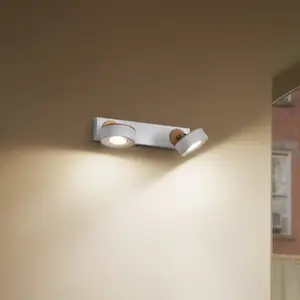 LEDVANCE Spot pour plafond LED Pluto, acier, bois, à 2 lampes, blanc pas cher