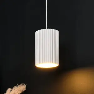 Suspension OSRAM Decor Plaster Routes Tube, blanc, plâtre, E27 pas cher