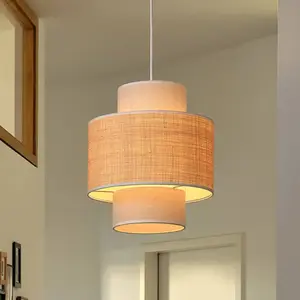Suspension OSRAM Decor Wrap Cylinder, beige, raphia, lin pas cher