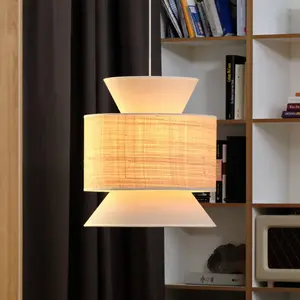 Suspension OSRAM Decor Wrap Cone, beige, raphia, lin, E27 pas cher