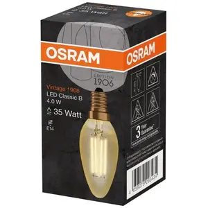 LEDVANCE OSRAM Ampoule LED flamme Ed.1906 clair filament or - E14 - 4 W - 410 lm