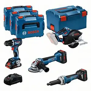 Bosch Pt Gsr + Gws+ Gkm+ Ggs 1x 2x 5.5 Kit 4 Outils à Batterie 4ah 18v pas cher
