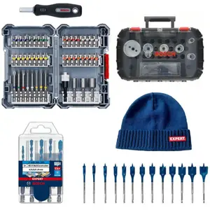 Comparateur de prix : Bosch Kit BOSCH 5 forets expert + Assortiment d¿embouts de vissage + C...