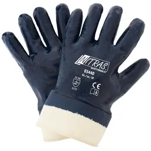 Nitras - Gant en nitrile.bleu. Manchette.entièrement revêtue. Gr.11 pas cher