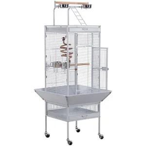 Yaheetech - Grande Cage Perroquet Volière Oiseaux Métal Roulettes Mobi...