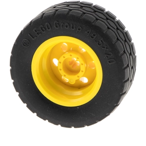 1x Lego Technic Roue 49.5x20 noir Jante 30.4x20 jaune 15413 56145c05Vendu parkaufland