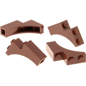 4x Lego pierre d'arc 1x3x3 rouge brun quart d'arc pont château 6055086...Vendu parkaufland