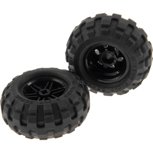 2x Lego Technic Roue 56x26 Jante 30.4x20 noir Pneu voiture 55976 56145...Vendu parkaufland