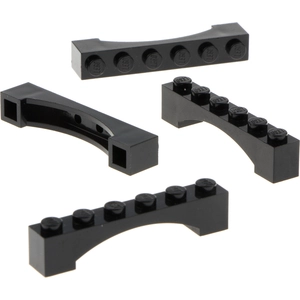 4 x Lego pierre d'arc 1x6x1 noir rond arc surélevé pont château 462076...Vendu parkaufland
