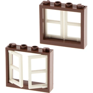 2x Lego fenêtre cadre 1x4x3 rouge marron 2 battants 1x2x3 blanc épais ...Vendu parkaufland