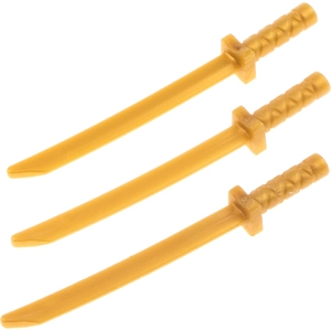 3x Lego Figurines Arme Ninja Samouraï Epée Katana perle or 6116596 214...Vendu parkaufland