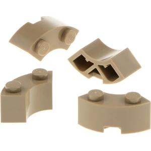 4x Lego pierre de fontaine 2x2x1 beige foncé courbé macaroni rond coin...Vendu parkaufland
