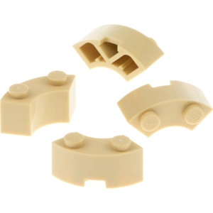 4x Lego pierre de fontaine 2x2x1 beige courbée macaroni rond coin 3063...Vendu parkaufland