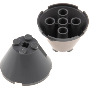 2x Lego pierre conique 4x4x2 nouveau-gris foncé trou d'axe cylindre Ha...Vendu parkaufland