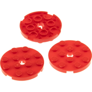 3x Lego plaque de construction ronde 4x4 rouge avec trou pierre disque...Vendu parkaufland