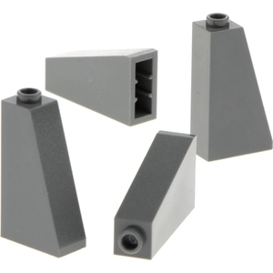 4x Lego tuile 75° 2x1x3 nouveau-sombre gris tuile inclinée noppe creus...