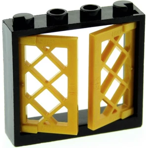1x Lego fenêtre cadre 1x4x3 noir 2 battants grille 1x2x3 or épais 6060...Vendu parkaufland