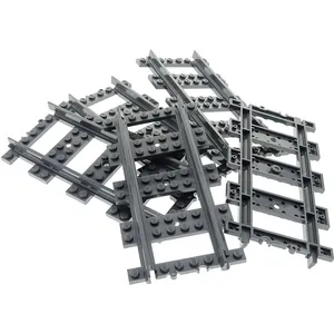 5x Lego Rail de chemin de fer droit nouveau-gris foncé Train Voie 6005... pas cher
